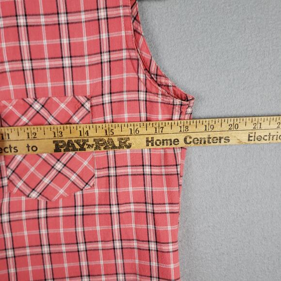 Crazy Cowgirl Size S Sleeveless Plaid Snap Up‎ Red Western 100% Cotton Country - Picture 3 of 7